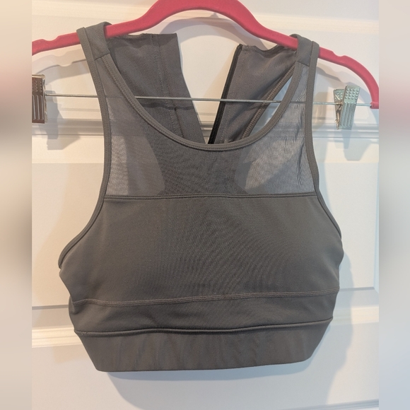 ZYIA Gray Racerback Sports Bra with Mesh Detail - Picture 1 of 3
